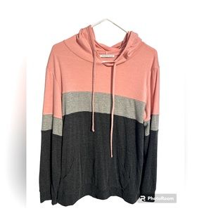 XL pink, light gray and dark gray hoody